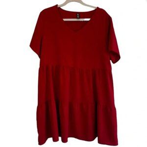 Simply Adorable Premium Lock & Love Short Sleeve Red Baby Doll Dress Sz XXL